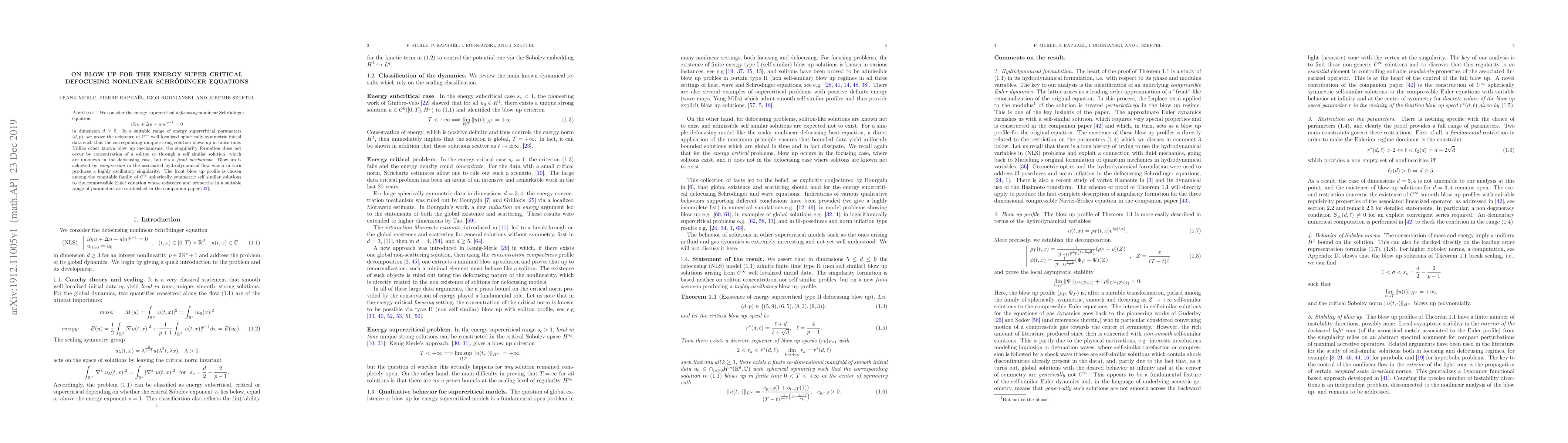 Thumbnail for On blow up for the energy super critical defocusing non linear
  Schr\"odinger equations