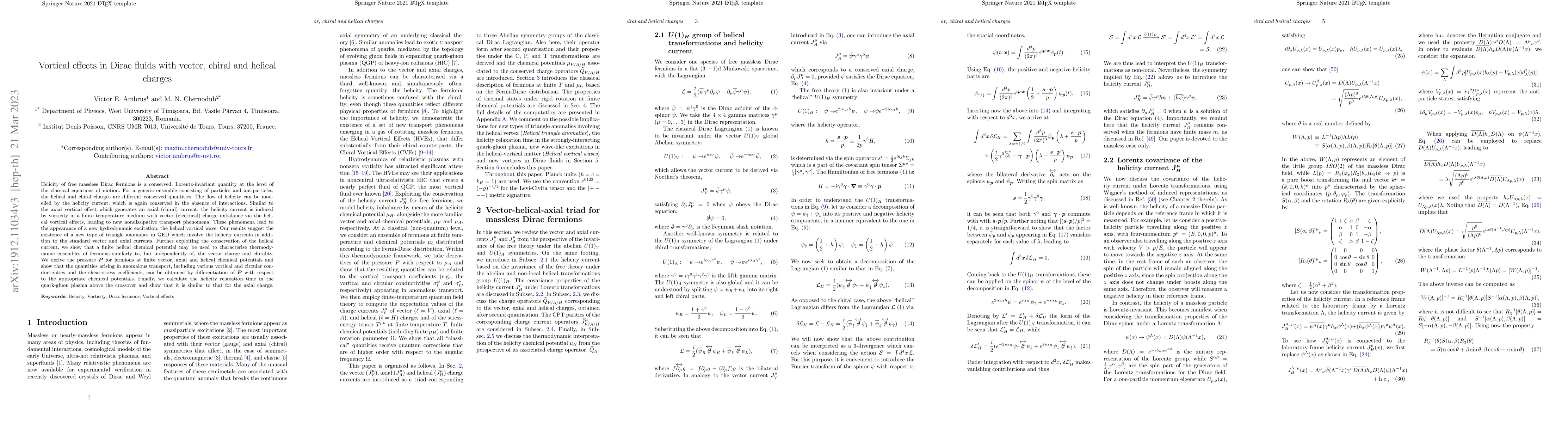 Thumbnail for Vortical effects in Dirac fluids with vector, chiral and helical charges