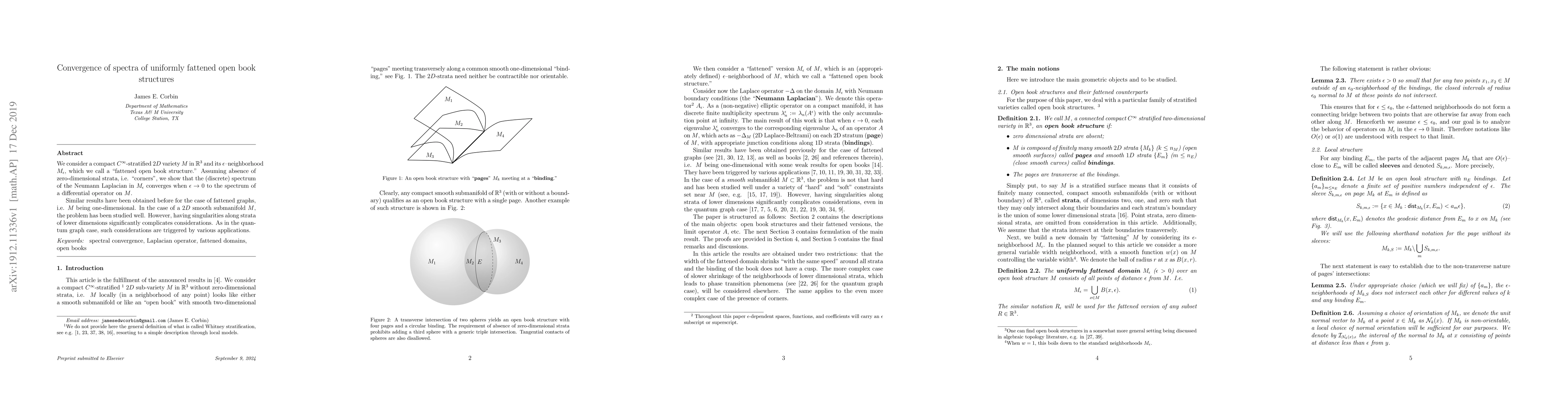 Thumbnail for Convergence of spectra of uniformly fattened open book structures