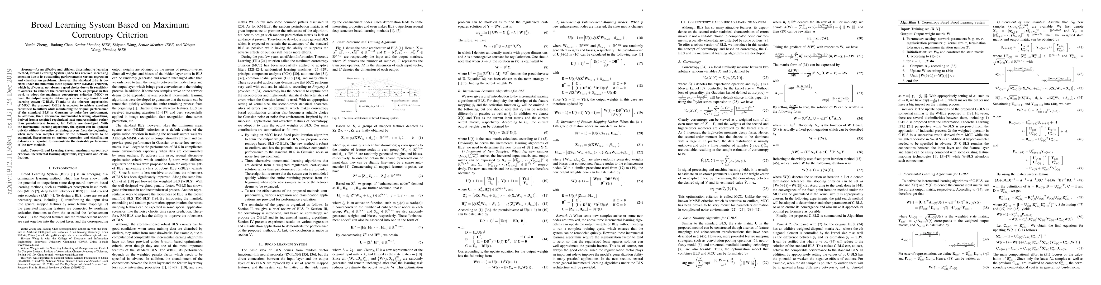 Thumbnail for Broad Learning System Based on Maximum Correntropy Criterion