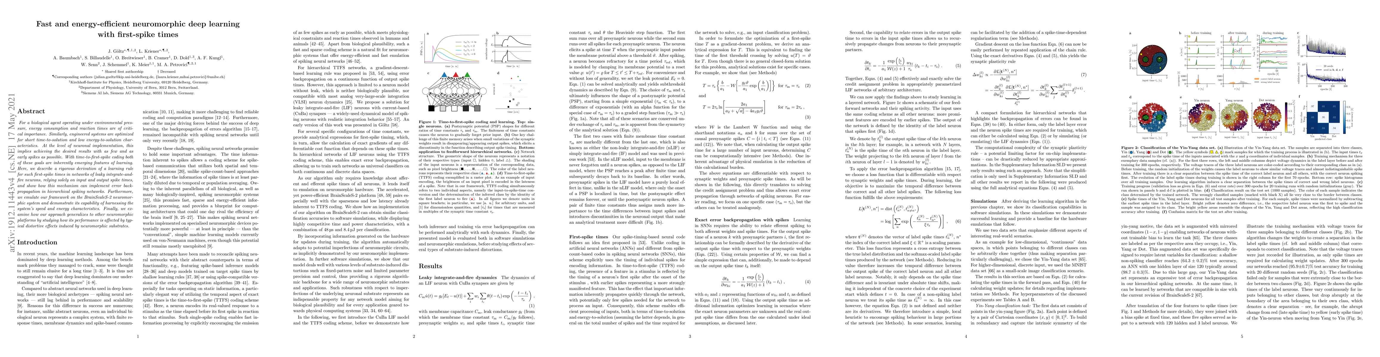 Thumbnail for Fast and energy-efficient neuromorphic deep learning with first-spike
  times