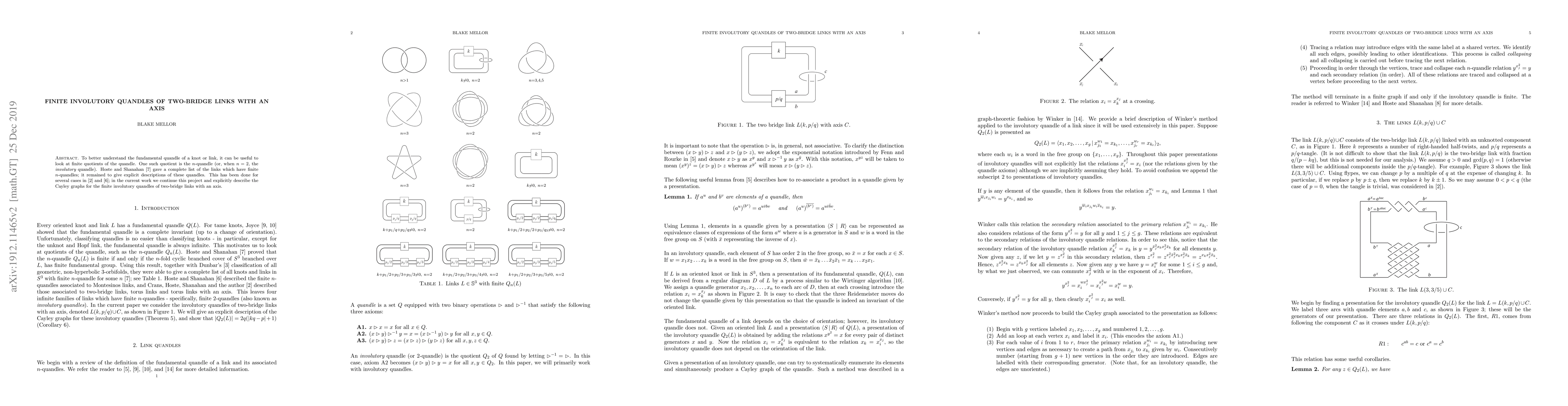 Thumbnail for Finite involutory quandles of two-bridge links with an axis