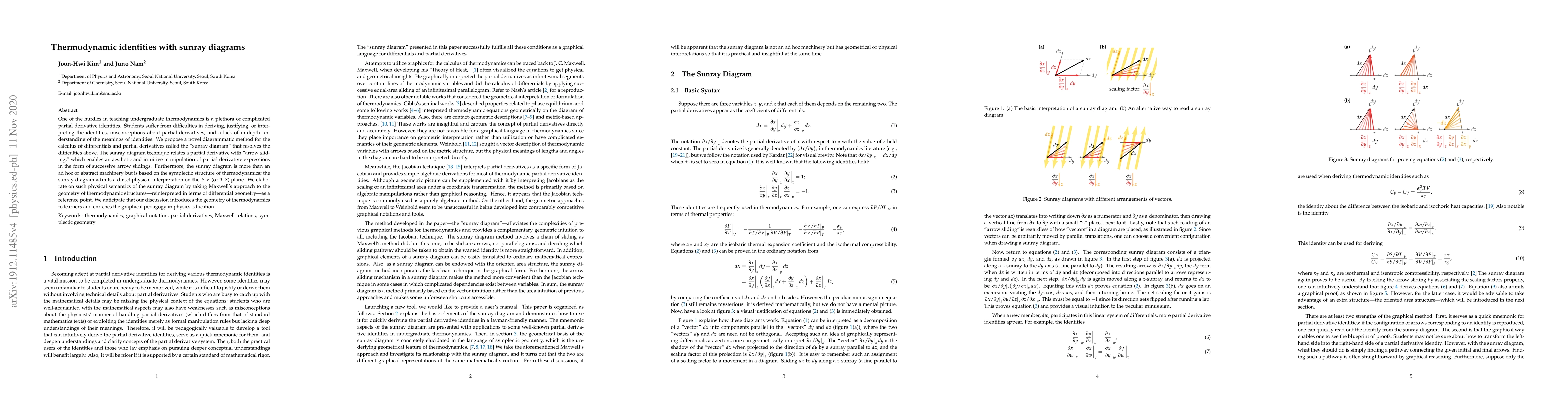 Thumbnail for Thermodynamic identities with sunray diagrams