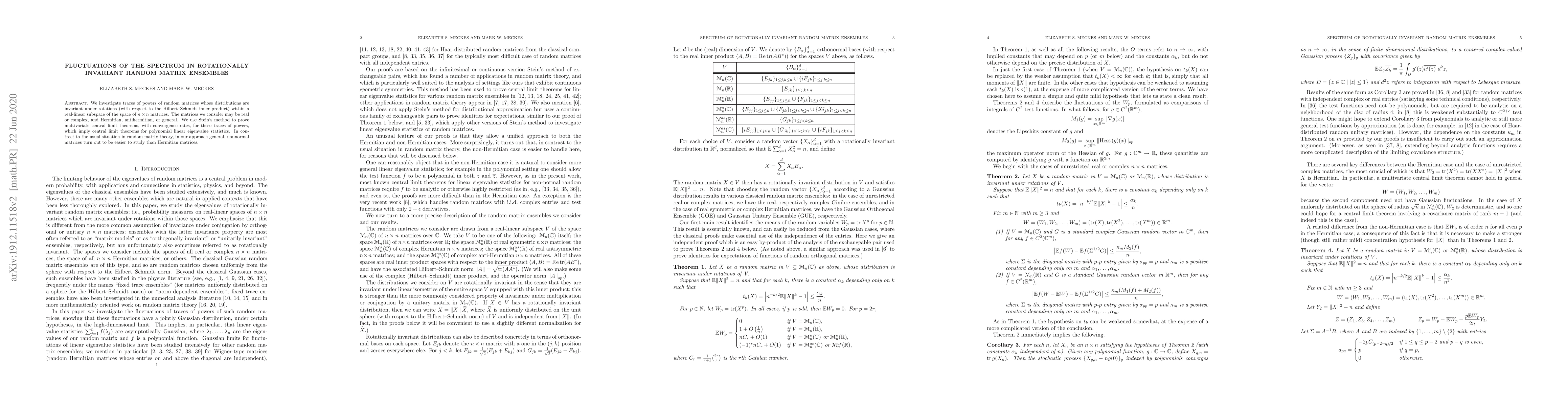 Thumbnail for Fluctuations of the spectrum in rotationally invariant random matrix
  ensembles