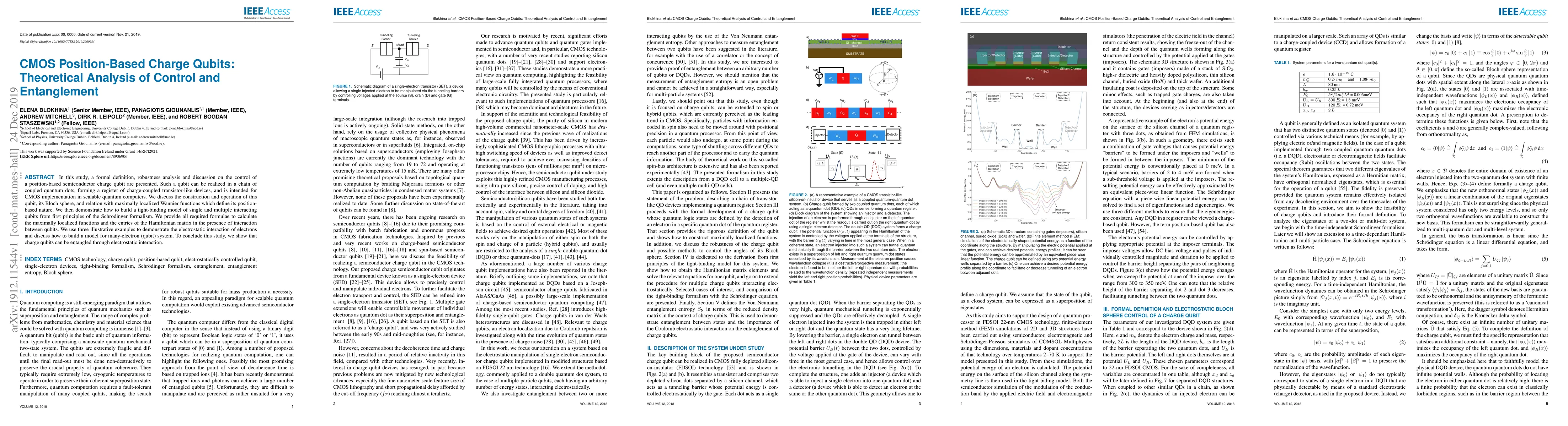 Thumbnail for CMOS Position-Based Charge Qubits: Theoretical Analysis of Control and
  Entanglement
