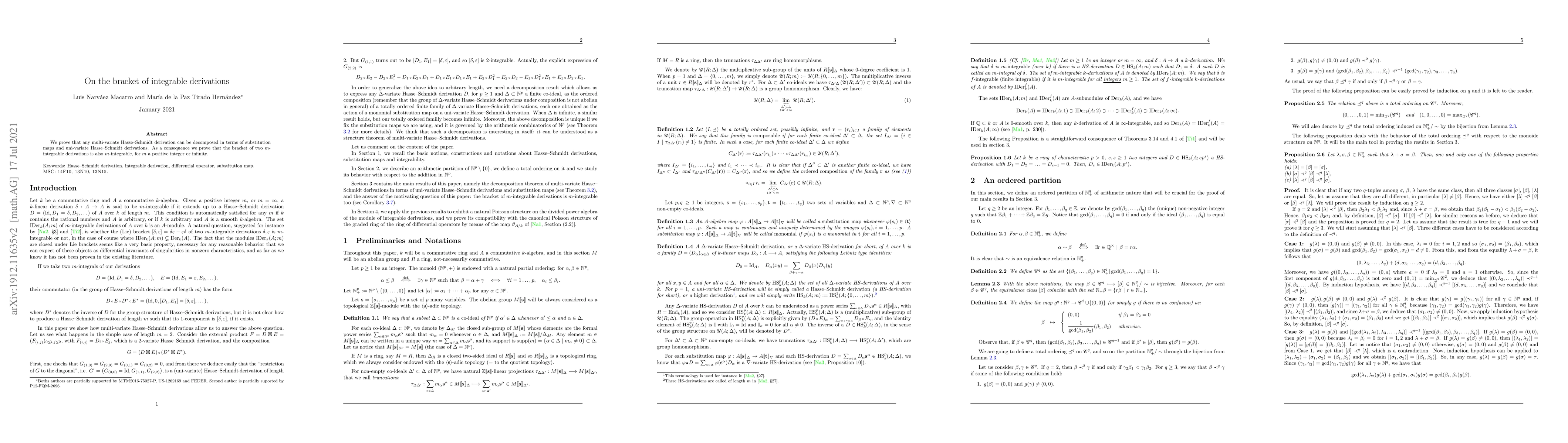 Thumbnail for On the bracket of integrable derivations