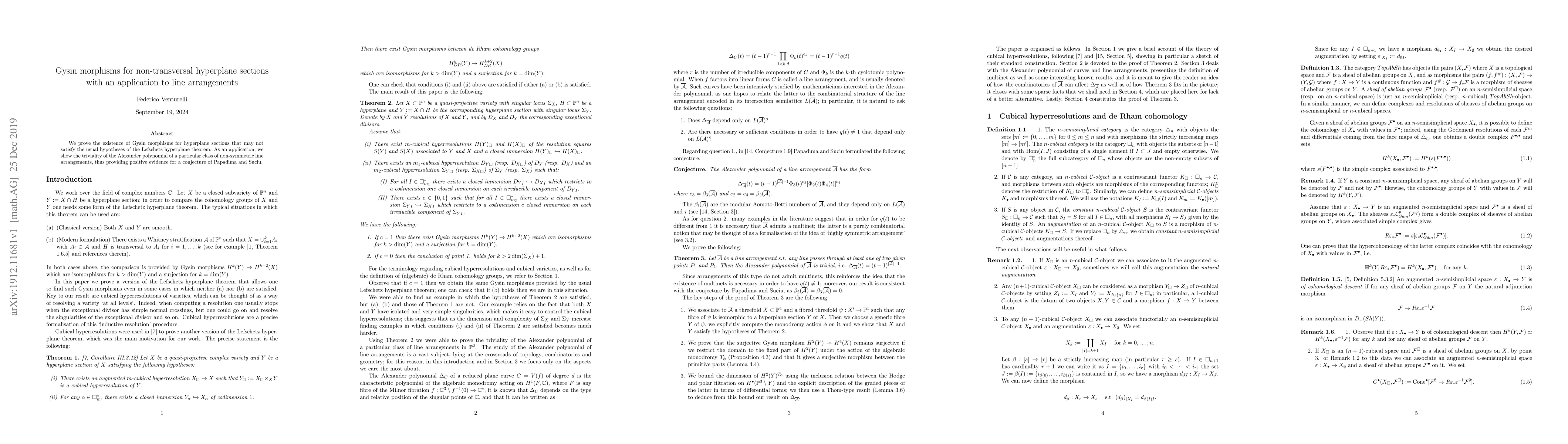 Thumbnail for Gysin morphisms for non-transversal hyperplane sections with an
  application to line arrangements
