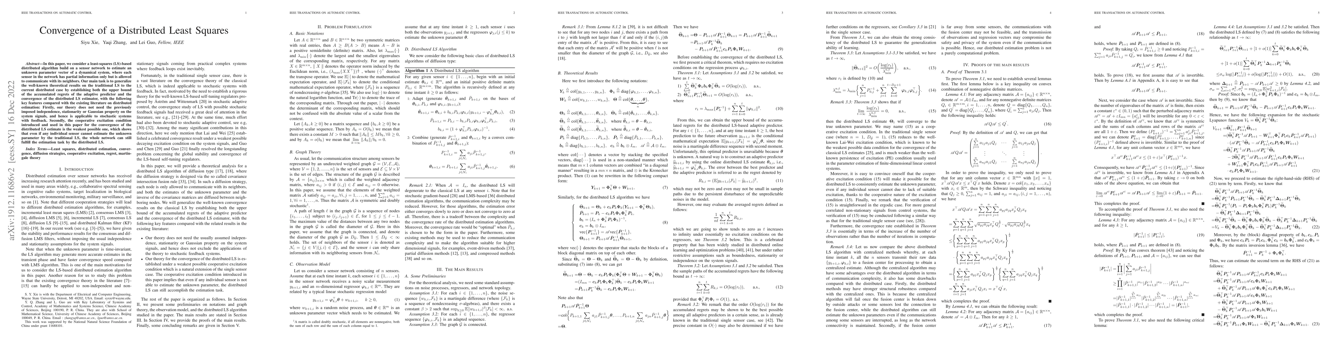 Thumbnail for Convergence of a Distributed Least Squares