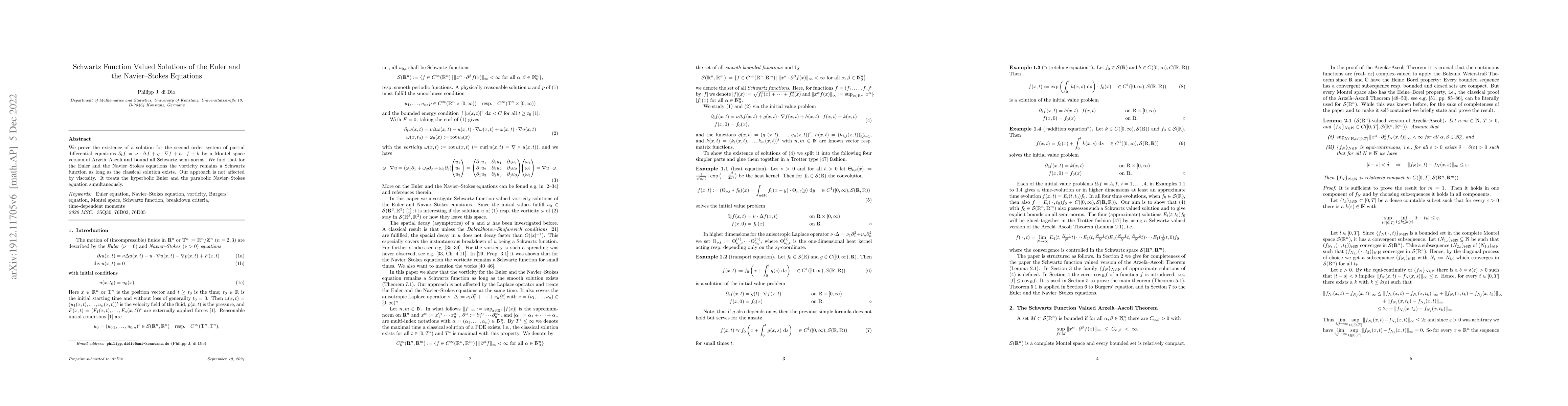 Thumbnail for Schwartz Function Valued Solutions of the Euler and the Navier-Stokes
  Equations
