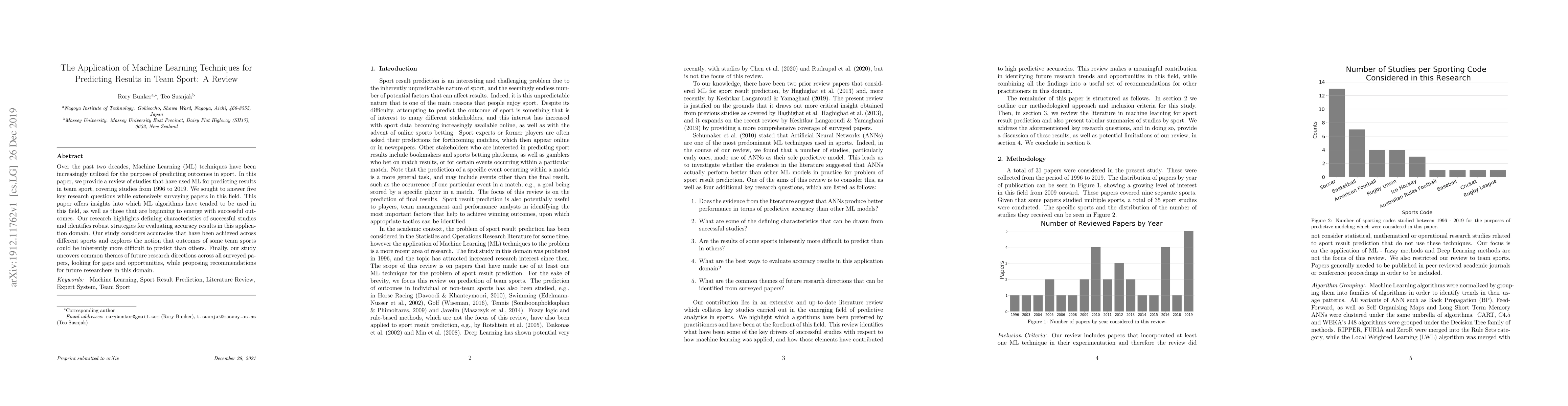 Thumbnail for The Application of Machine Learning Techniques for Predicting Results in
  Team Sport: A Review