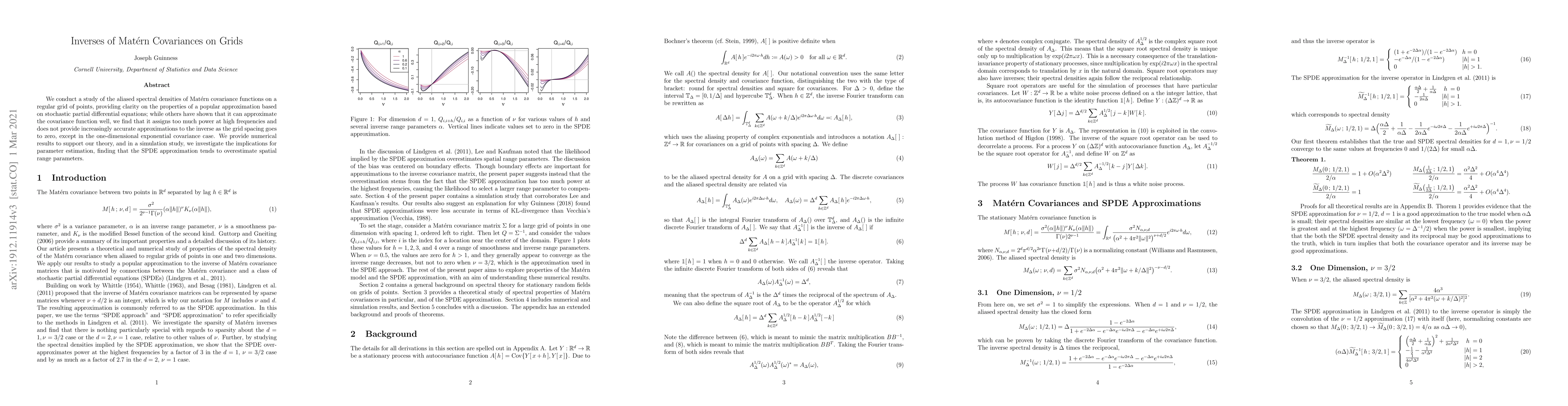Thumbnail for Inverses of Matern Covariances on Grids