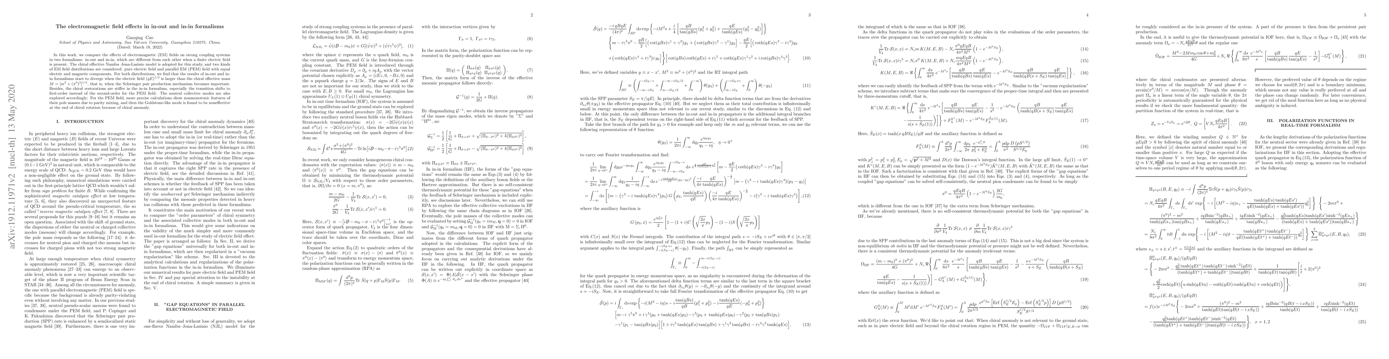 Thumbnail for The electromagnetic field effects in in-out and in-in formalisms