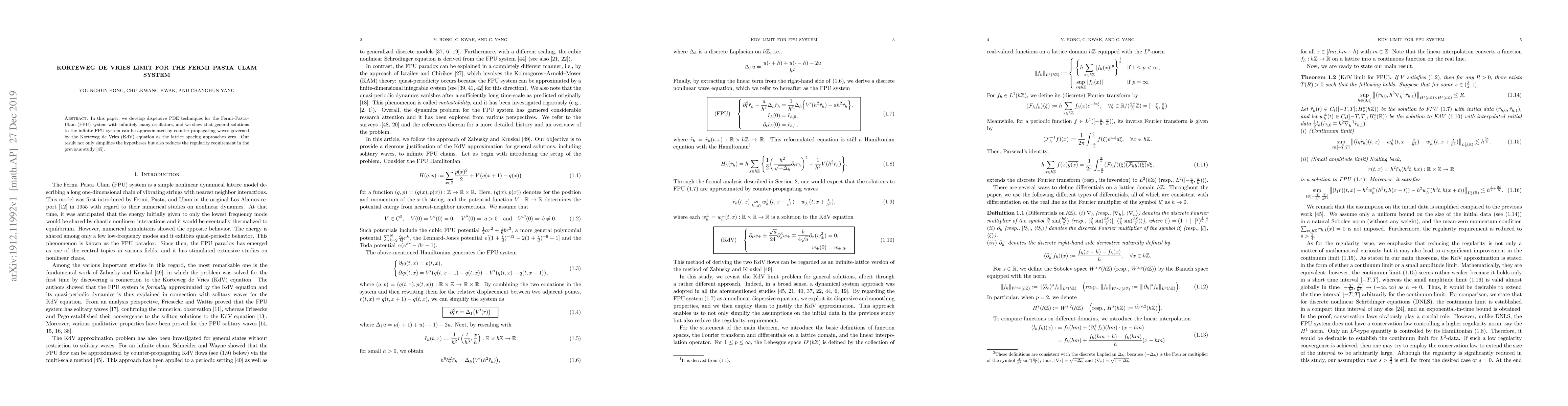 Thumbnail for Korteweg--de Vries limit for the Fermi--Pasta--Ulam system
