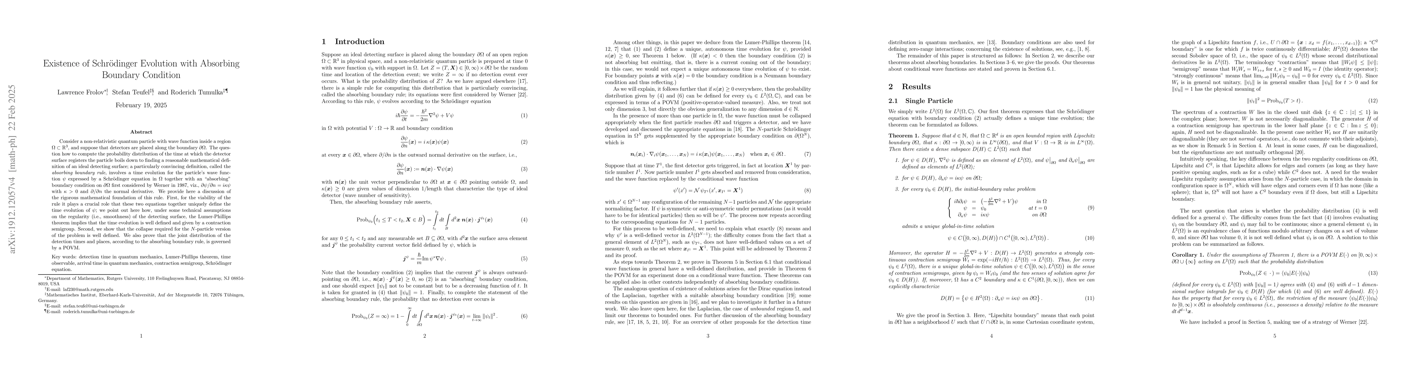 Thumbnail for Existence of Schrodinger Evolution with Absorbing Boundary Condition