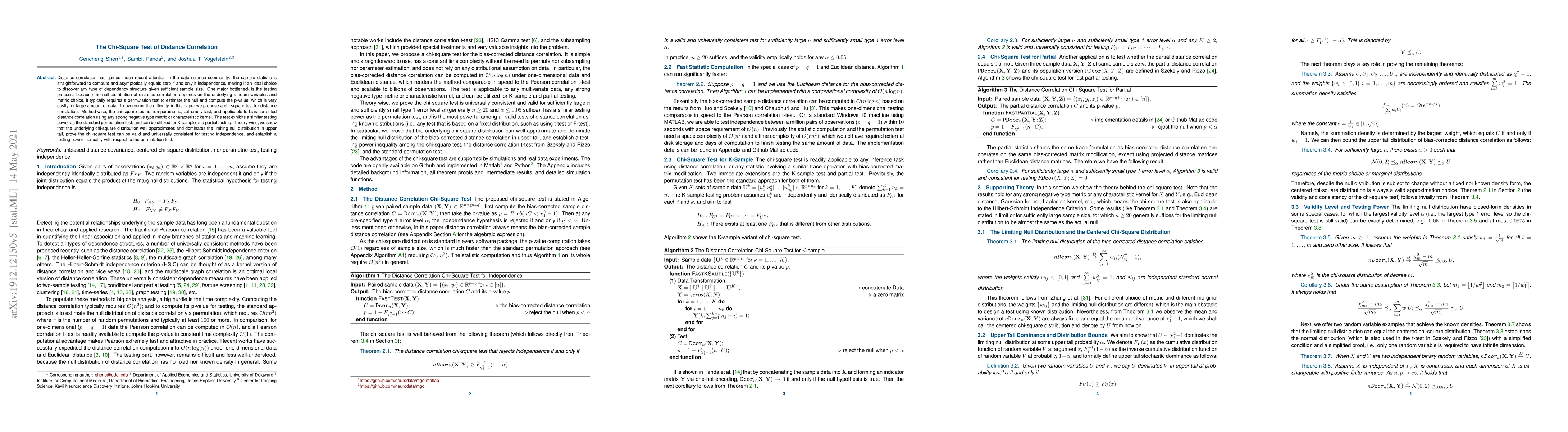 Thumbnail for The Chi-Square Test of Distance Correlation