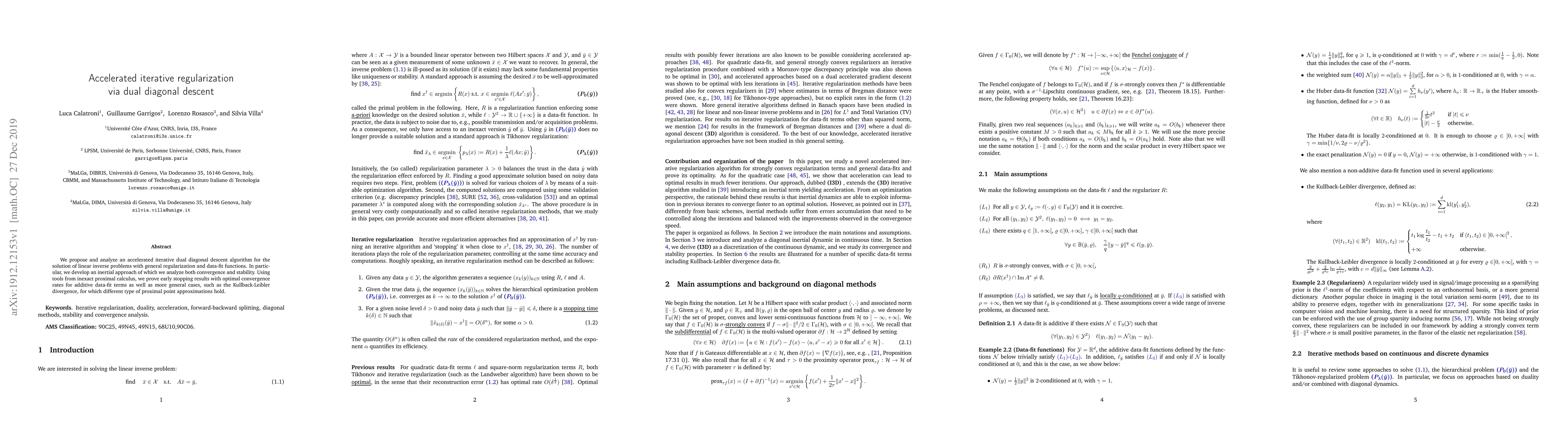 Thumbnail for Accelerated iterative regularization via dual diagonal descent
