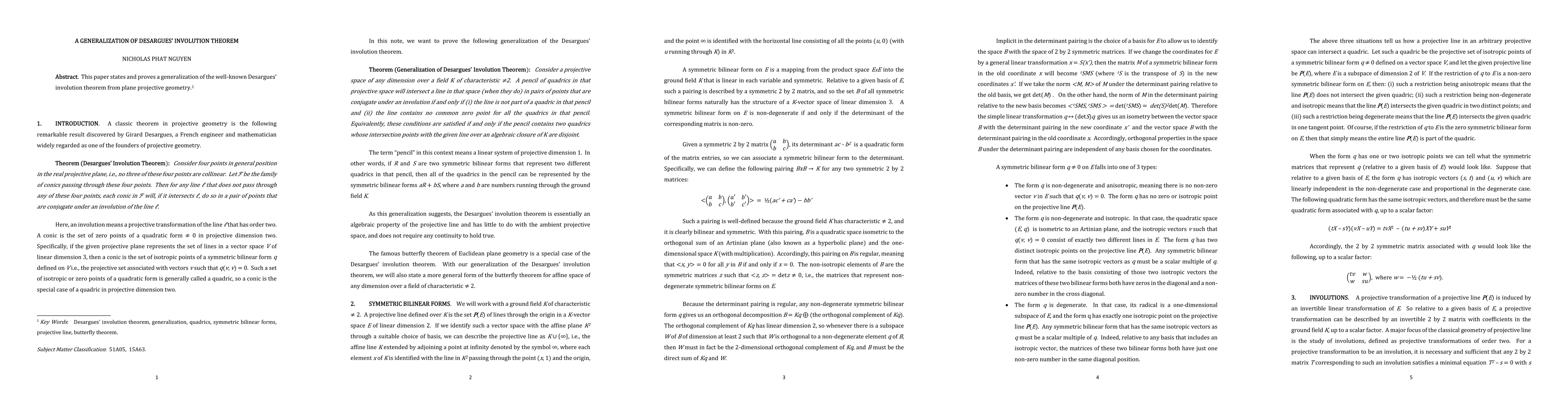 Thumbnail for A Generalization of Desargues' Involution Theorem