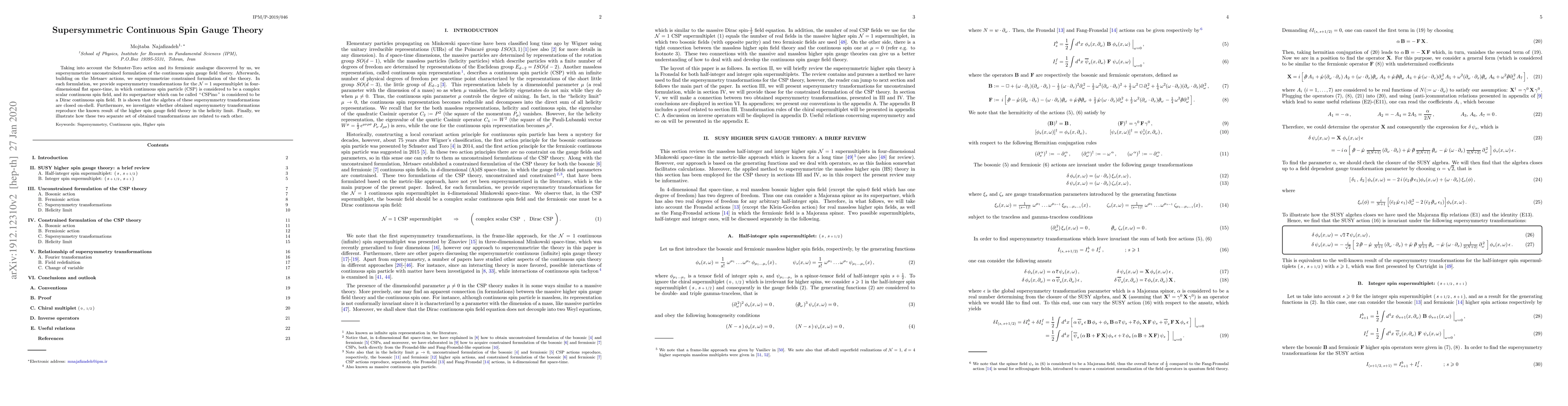 Thumbnail for Supersymmetric Continuous Spin Gauge Theory