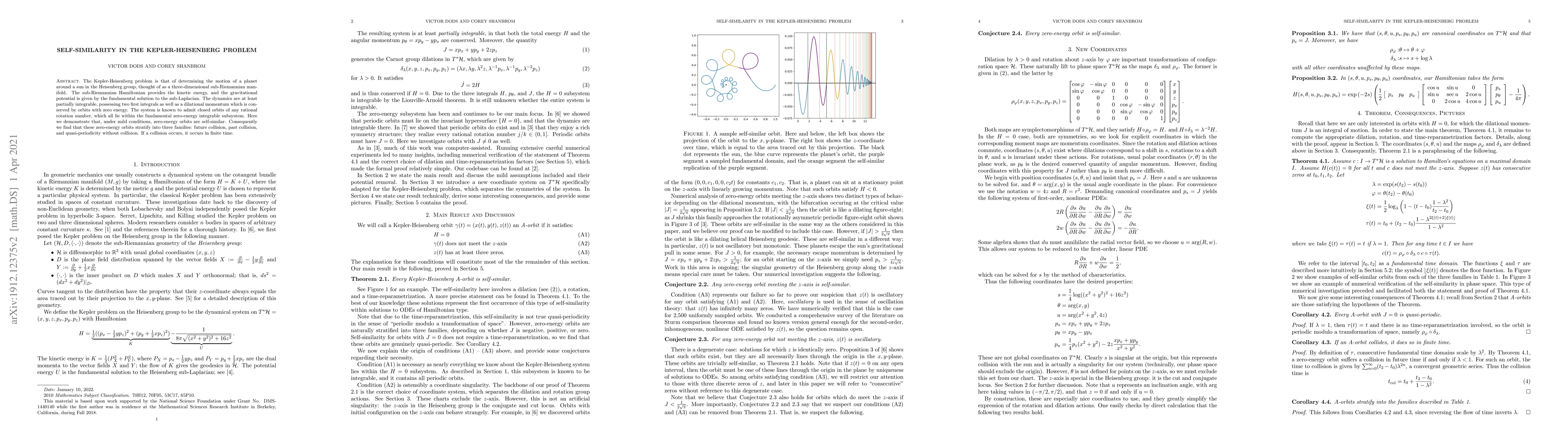 Thumbnail for Self-similarity in the Kepler-Heisenberg problem