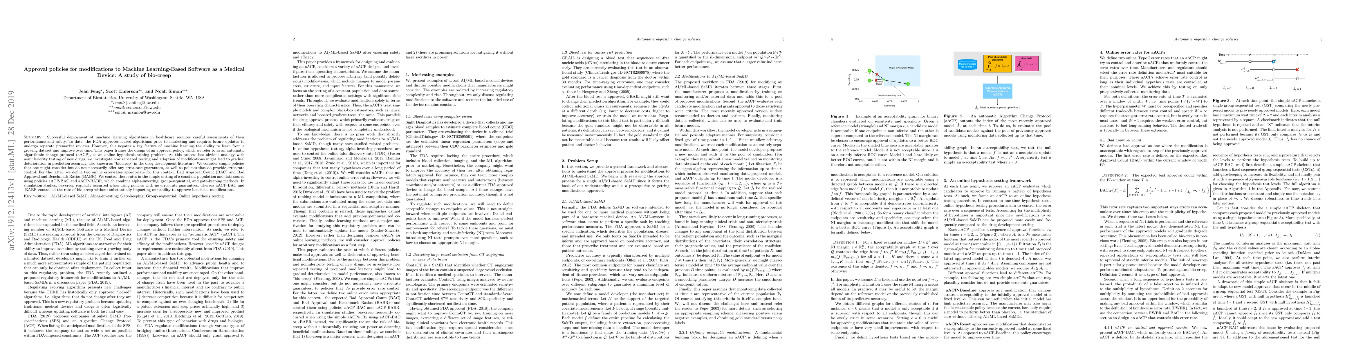 Thumbnail for Approval policies for modifications to Machine Learning-Based Software
  as a Medical Device: A study of bio-creep