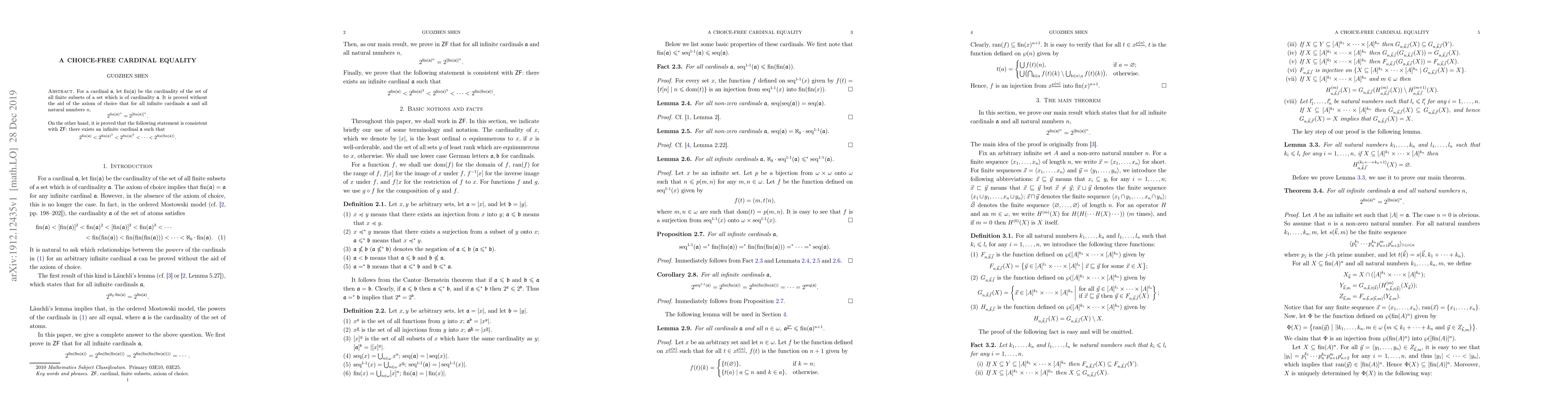 Thumbnail for A choice-free cardinal equality