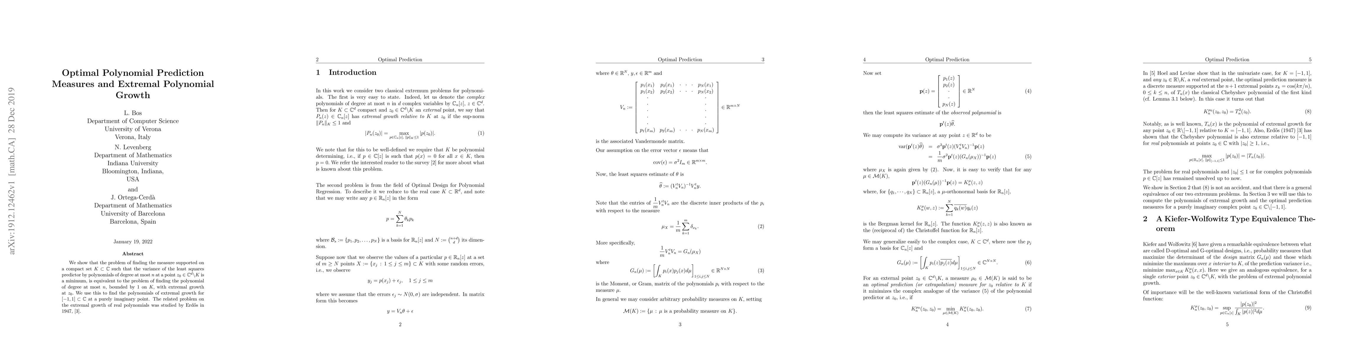 Thumbnail for Optimal Polynomial Prediction Measures and Extremal Polynomial Growth