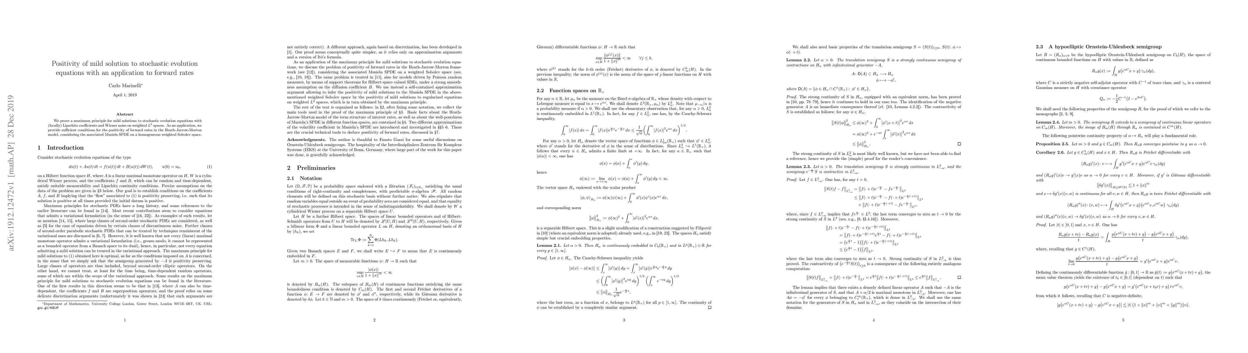 Thumbnail for Positivity of mild solution to stochastic evolution equations with an
  application to forward rates