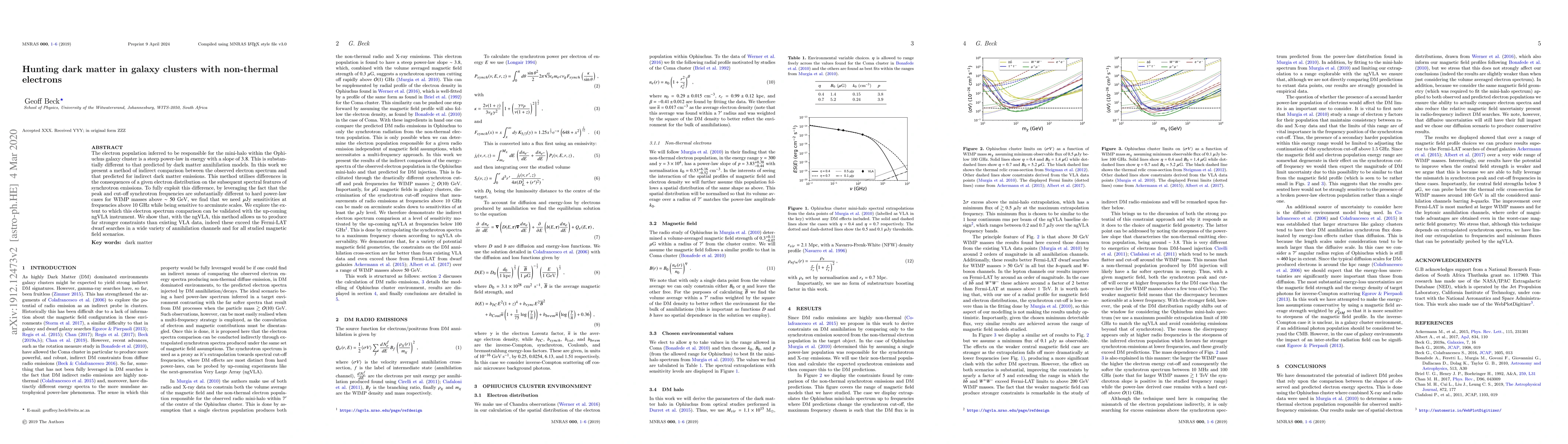 Thumbnail for Hunting dark matter in galaxy clusters with non-thermal electrons