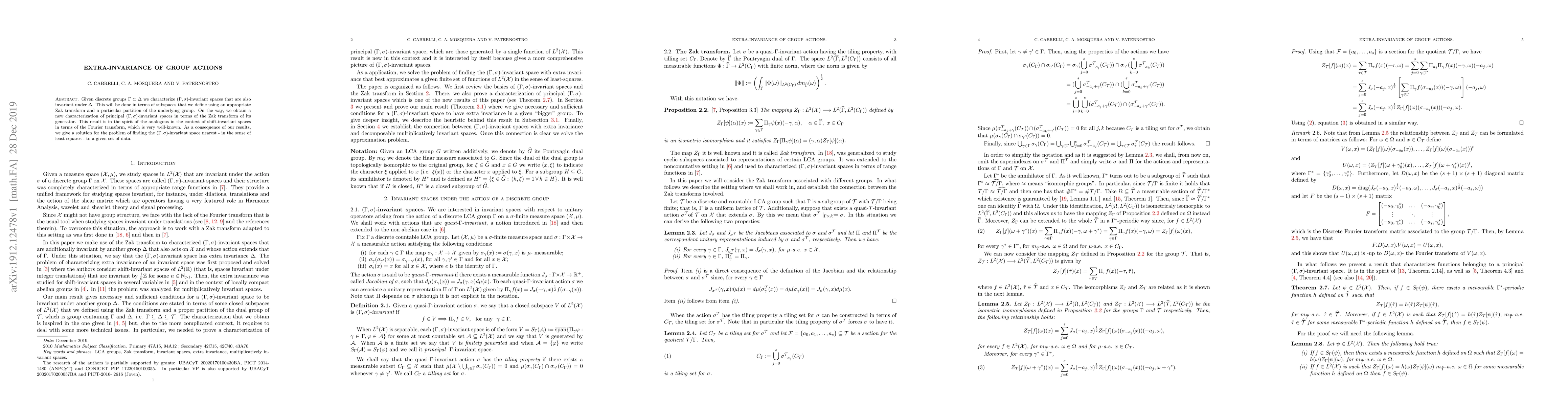 Thumbnail for Extra-invariance of group actions