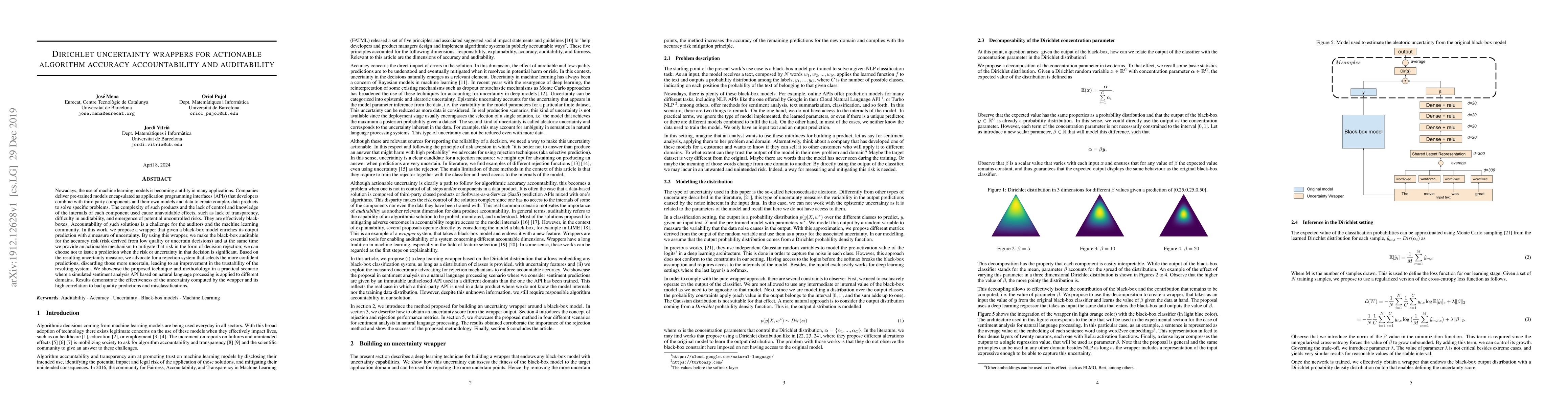 Thumbnail for Dirichlet uncertainty wrappers for actionable algorithm accuracy
  accountability and auditability