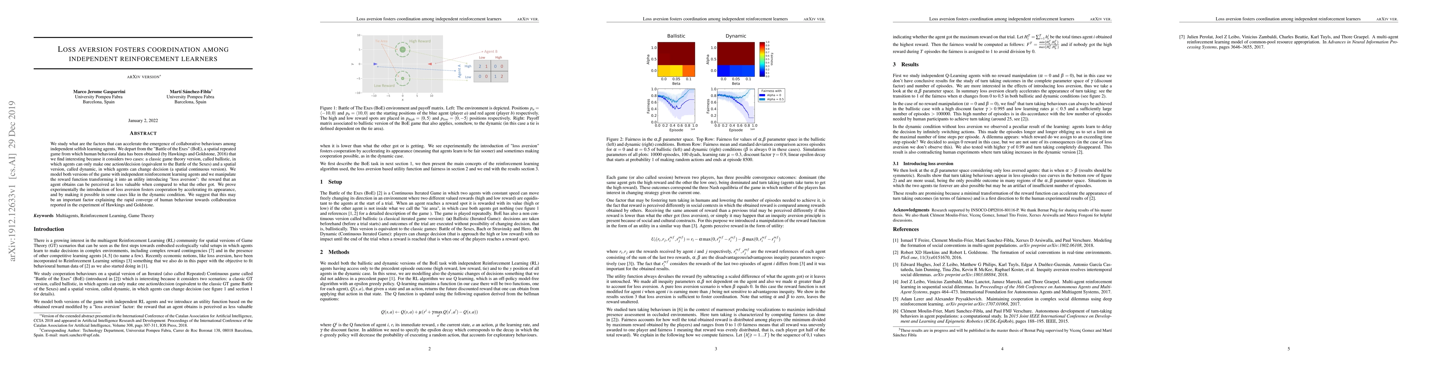Thumbnail for Loss aversion fosters coordination among independent reinforcement
  learners