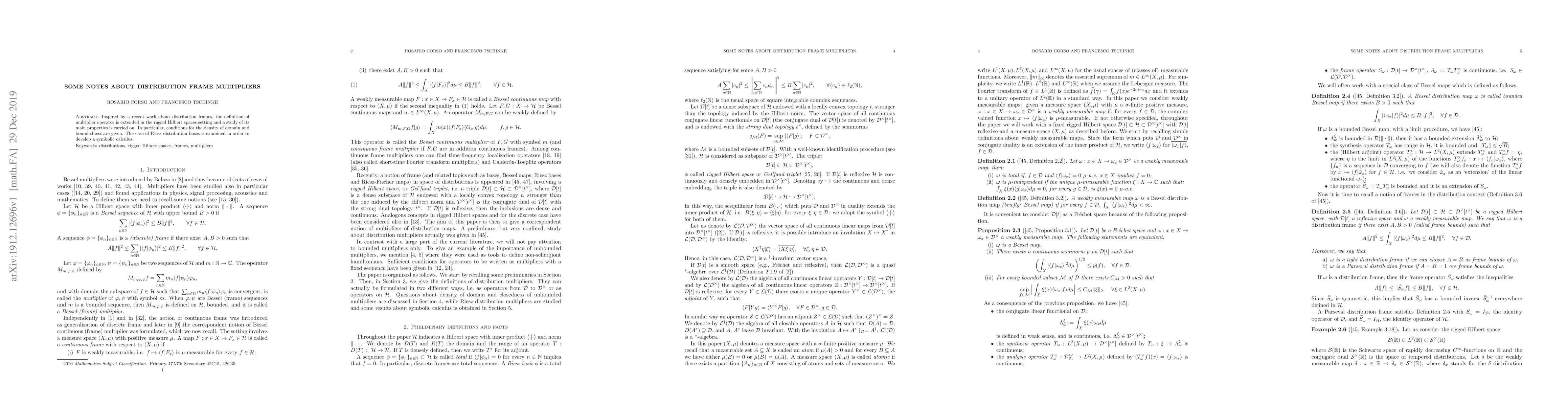 Thumbnail for Some notes about distribution frame multipliers