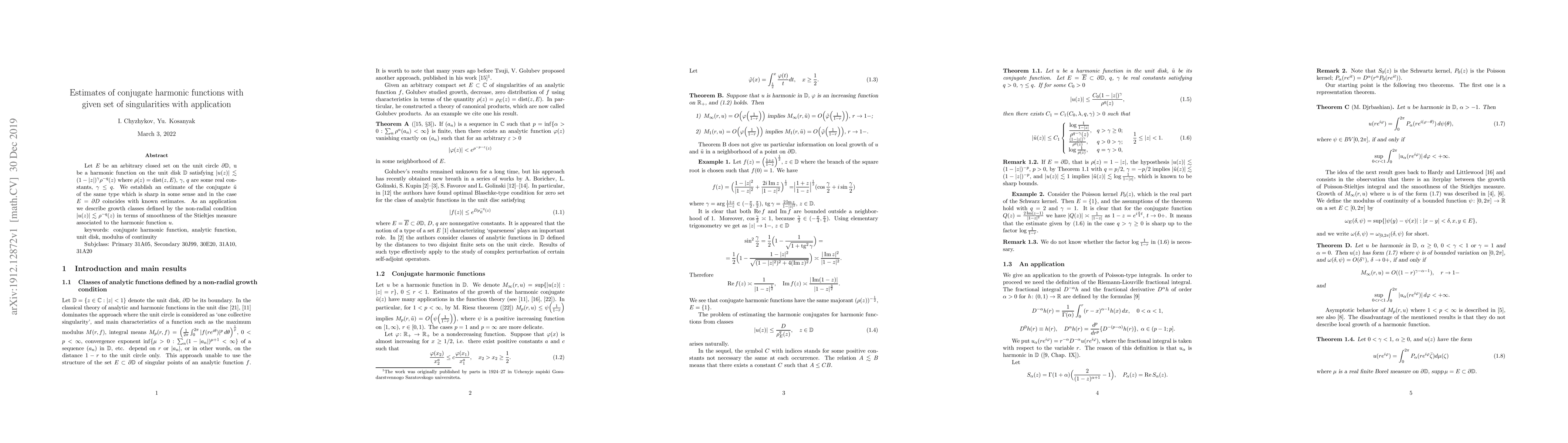 Thumbnail for Estimates of conjugate harmonic functions with given set of
  singularities with application