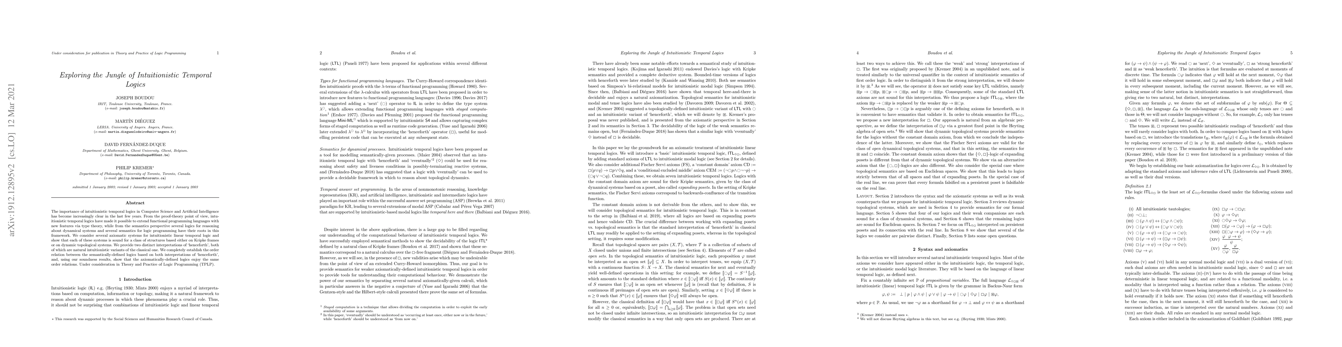 Thumbnail for Exploring the Jungle of Intuitionistic Temporal Logics