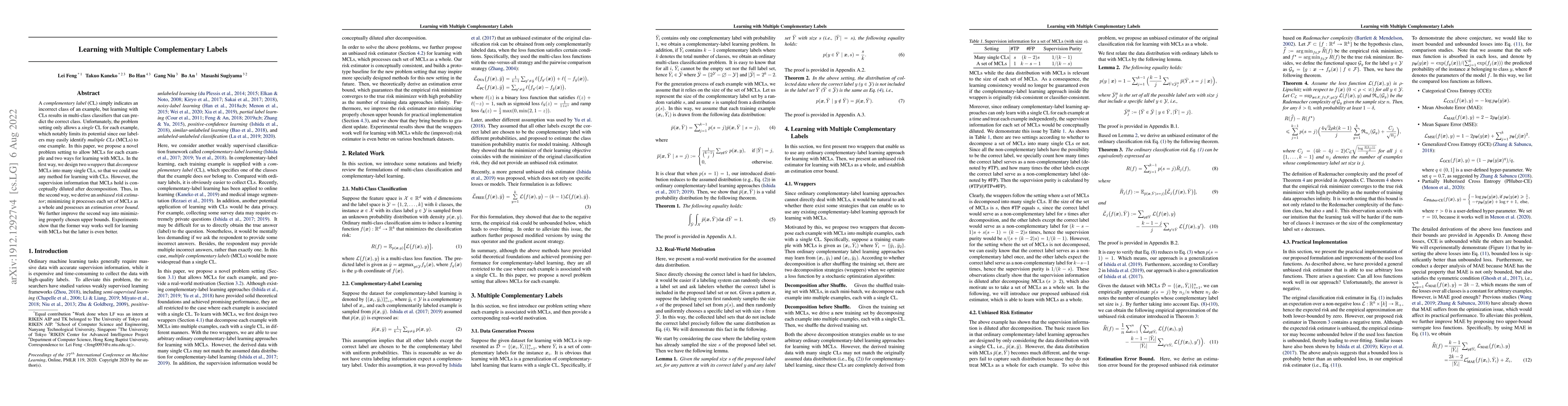 Thumbnail for Learning with Multiple Complementary Labels