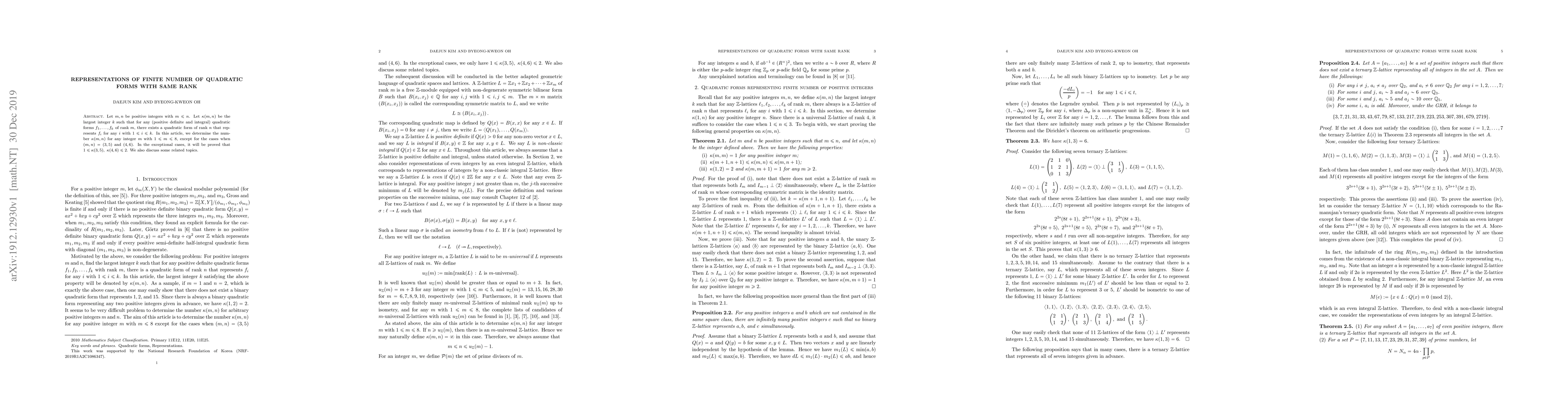 Thumbnail for Representations of finite number of quadratic forms with same rank