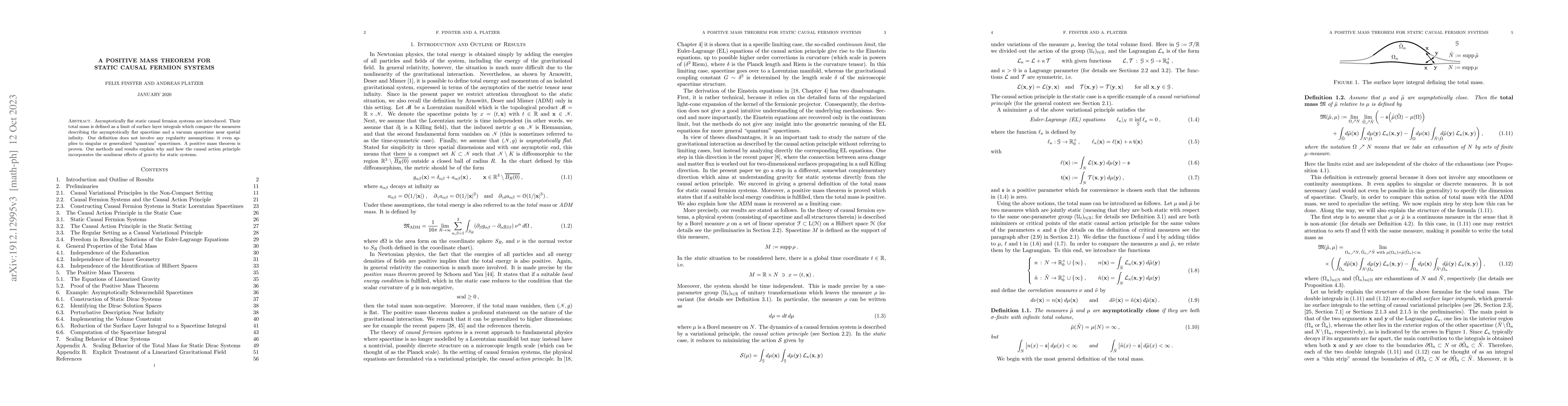 Thumbnail for A Positive Mass Theorem for Static Causal Fermion Systems