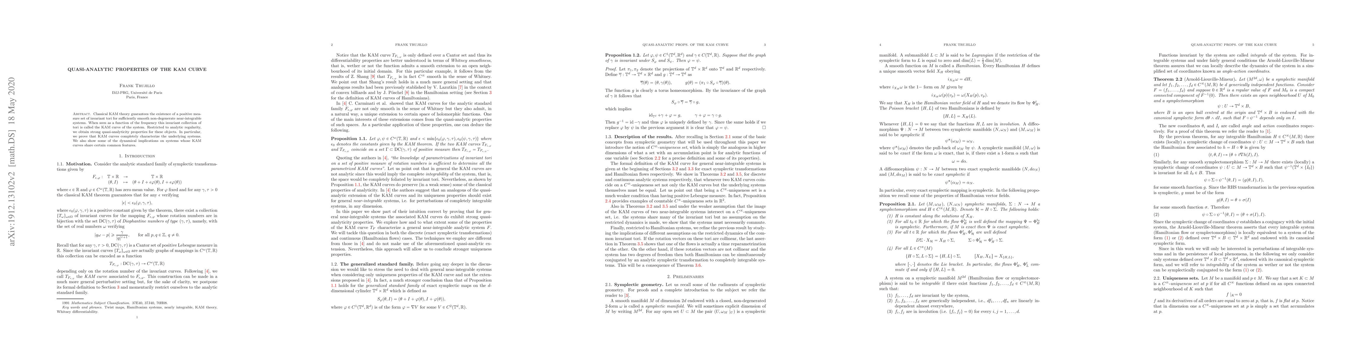 Thumbnail for Quasi-analytic properties of the KAM curve