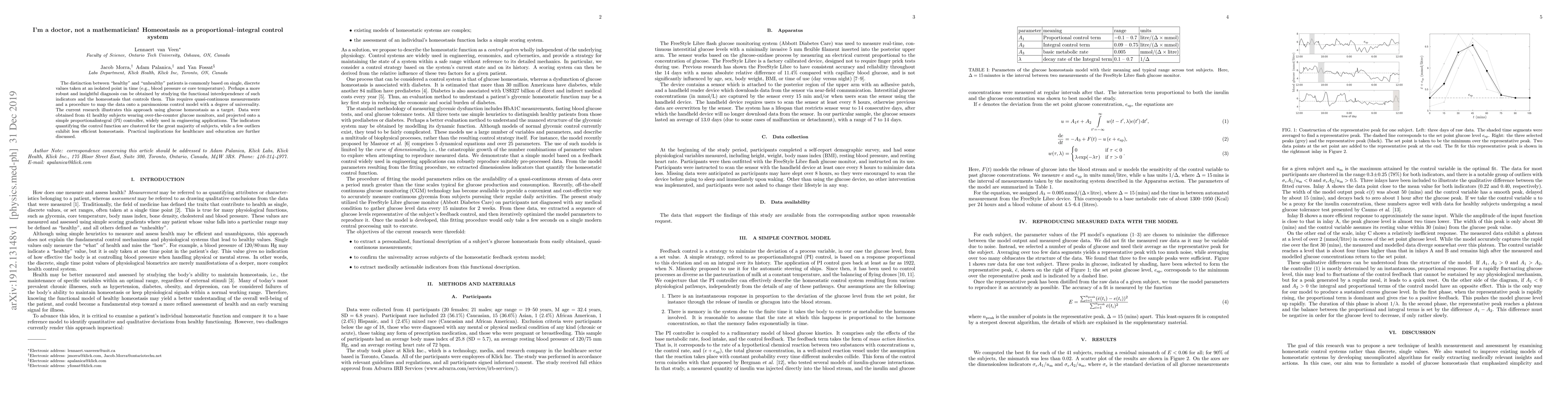 Thumbnail for I'm a doctor, not a mathematician! Homeostasis as a
  proportional-integral control system