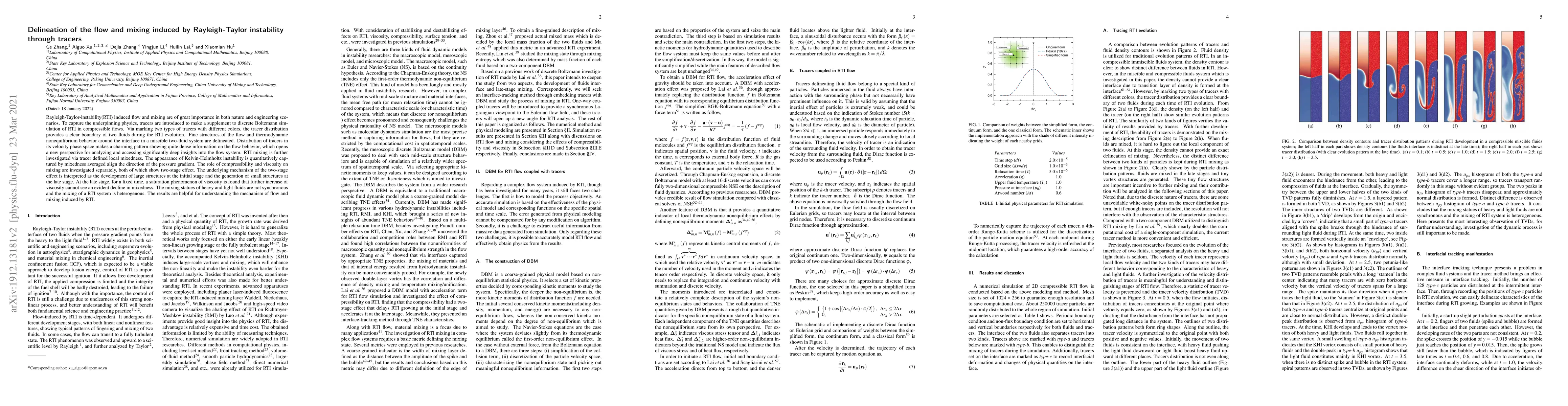 Thumbnail for Delineation of the flow and mixing induced by Rayleigh-Taylor
  instability through tracers