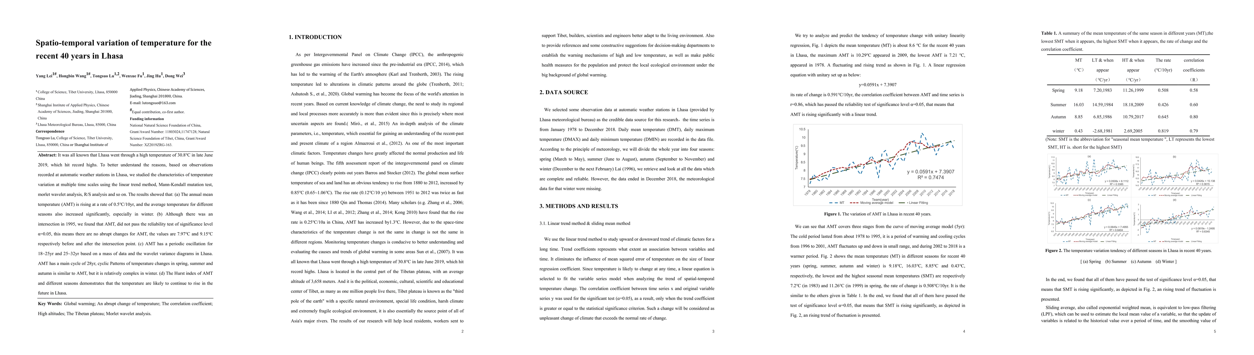 Thumbnail for Spatio-temporal variation of temperature for the recent 40 years in
  Lhasa