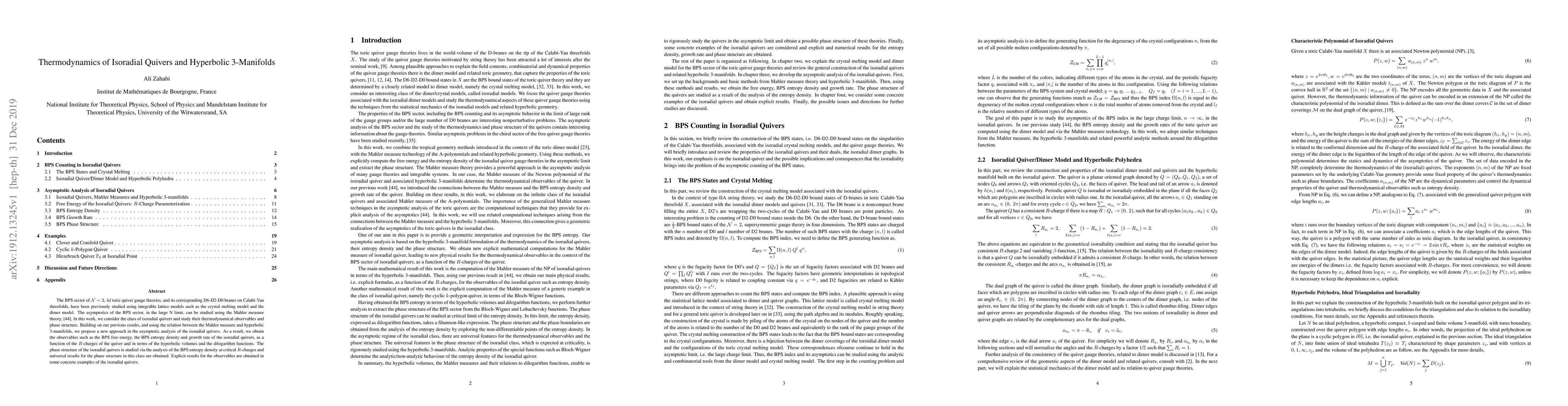 Thumbnail for Thermodynamics of Isoradial Quivers and Hyperbolic 3-Manifolds