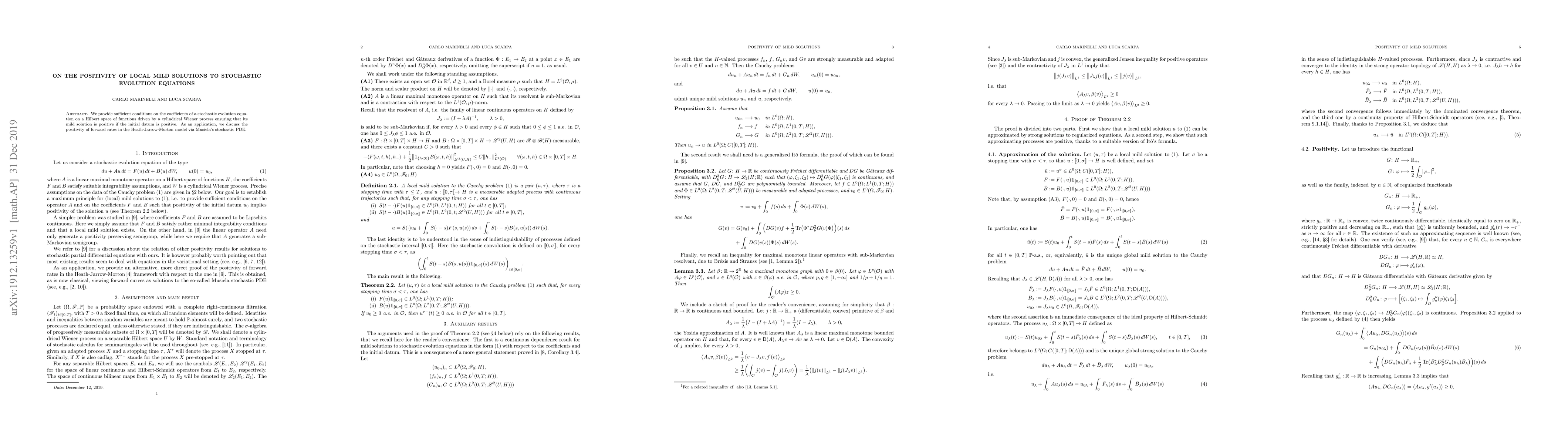 Thumbnail for On the positivity of local mild solutions to stochastic evolution
  equations