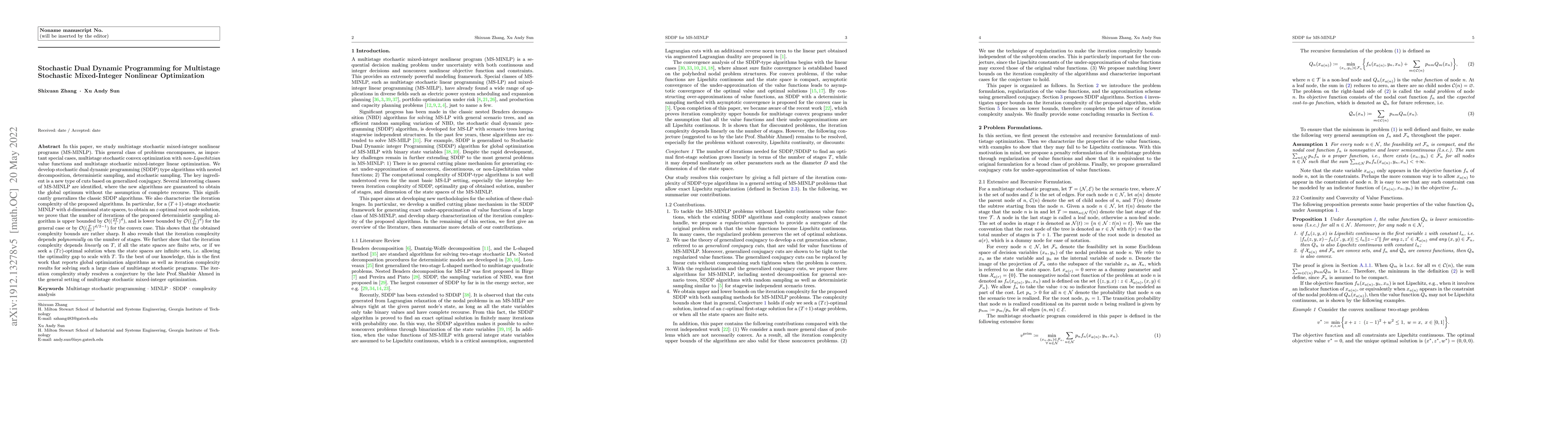 Thumbnail for Stochastic Dual Dynamic Programming for Multistage Stochastic
  Mixed-Integer Nonlinear Optimization