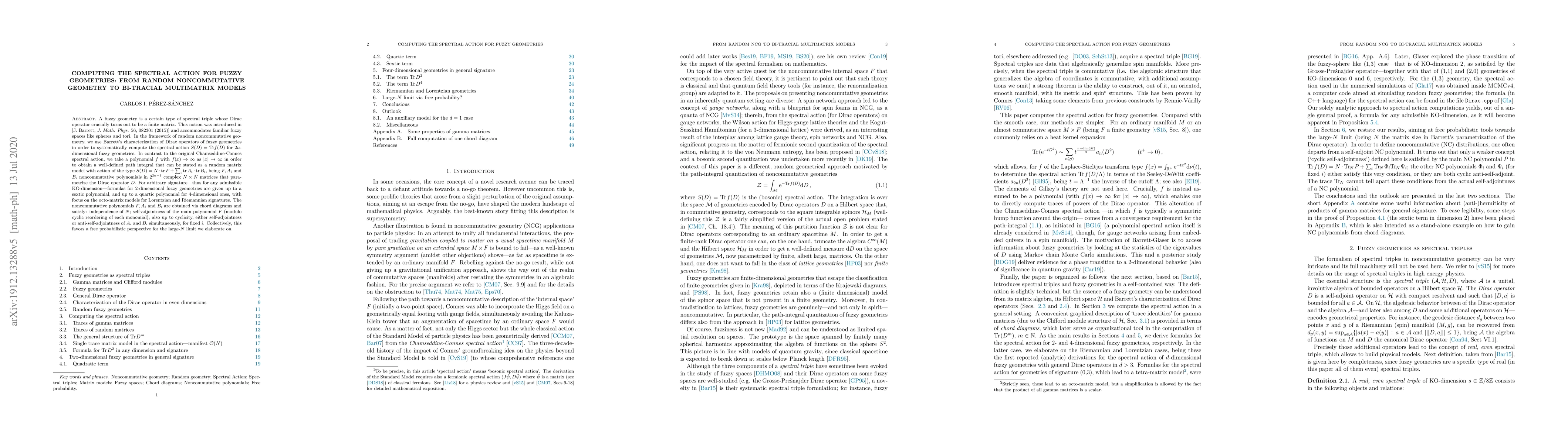 Thumbnail for Computing the spectral action for fuzzy geometries: from random
  noncommutative geometry to bi-tracial multimatrix models