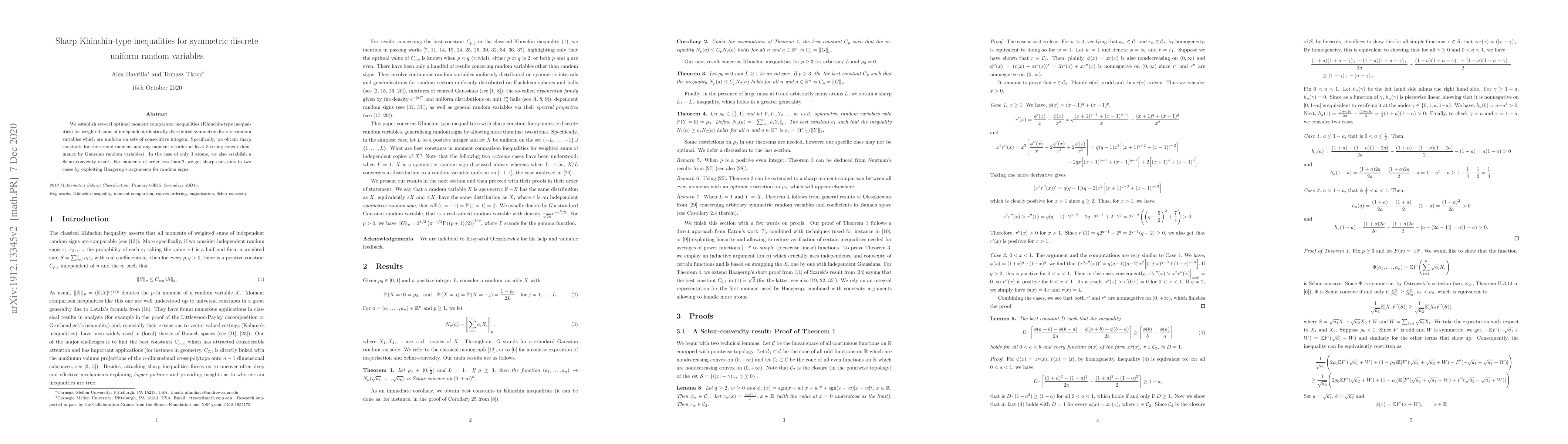 Thumbnail for Sharp Khinchin-type inequalities for symmetric discrete uniform random
  variables