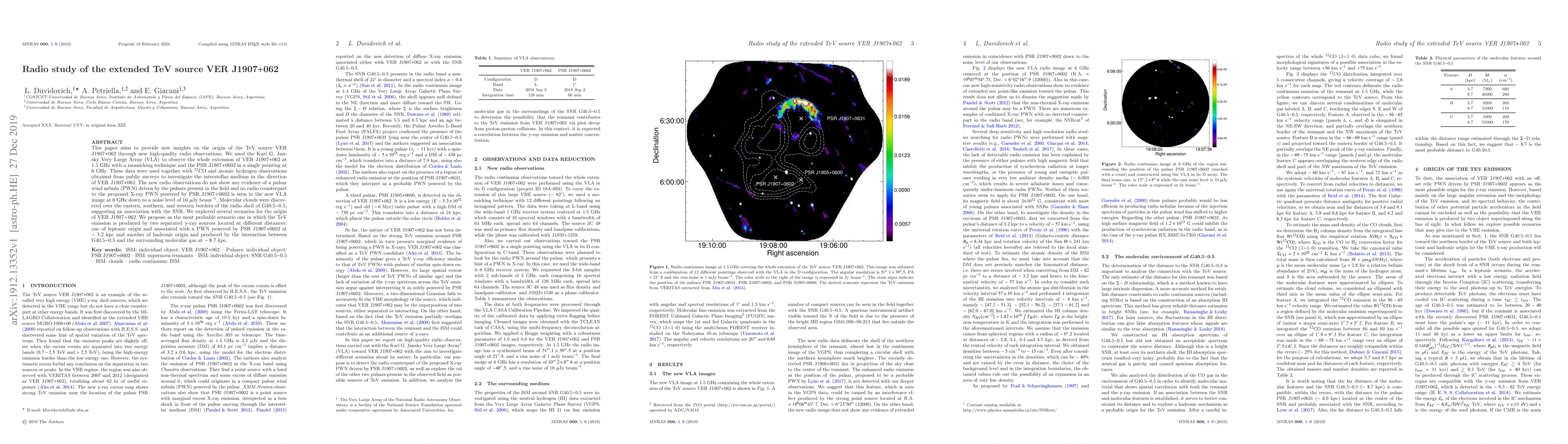 Thumbnail for Radio study of the extended TeV source VER J1907+062