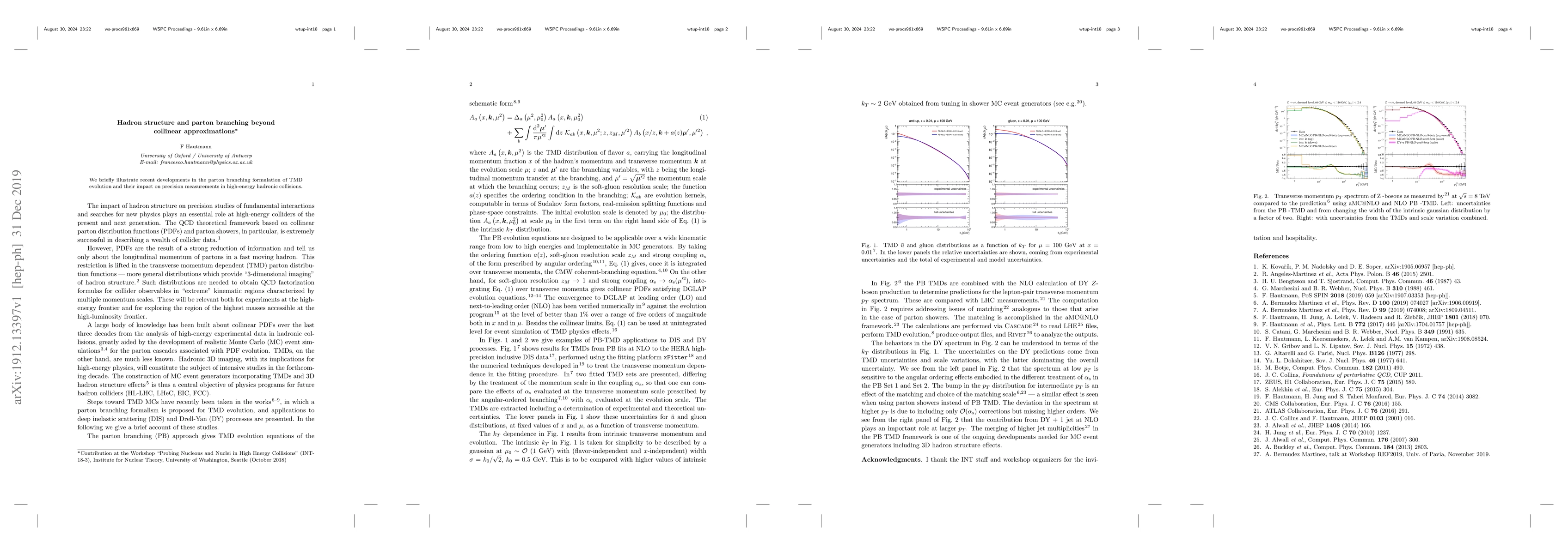 Thumbnail for Hadron structure and parton branching beyond collinear approximations