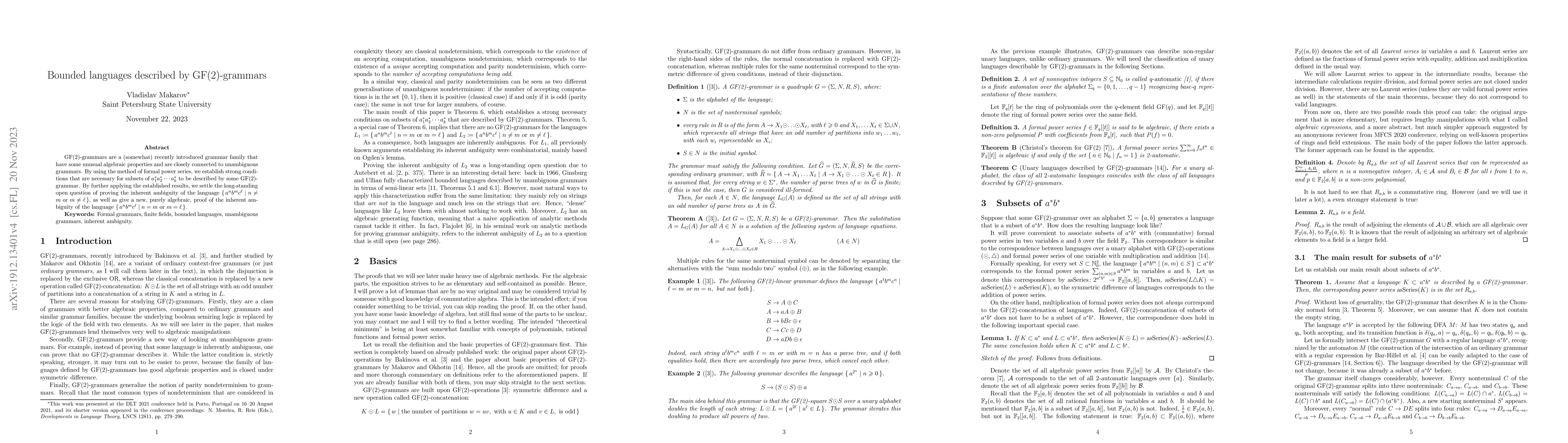 Thumbnail for Bounded languages described by GF(2)-grammars