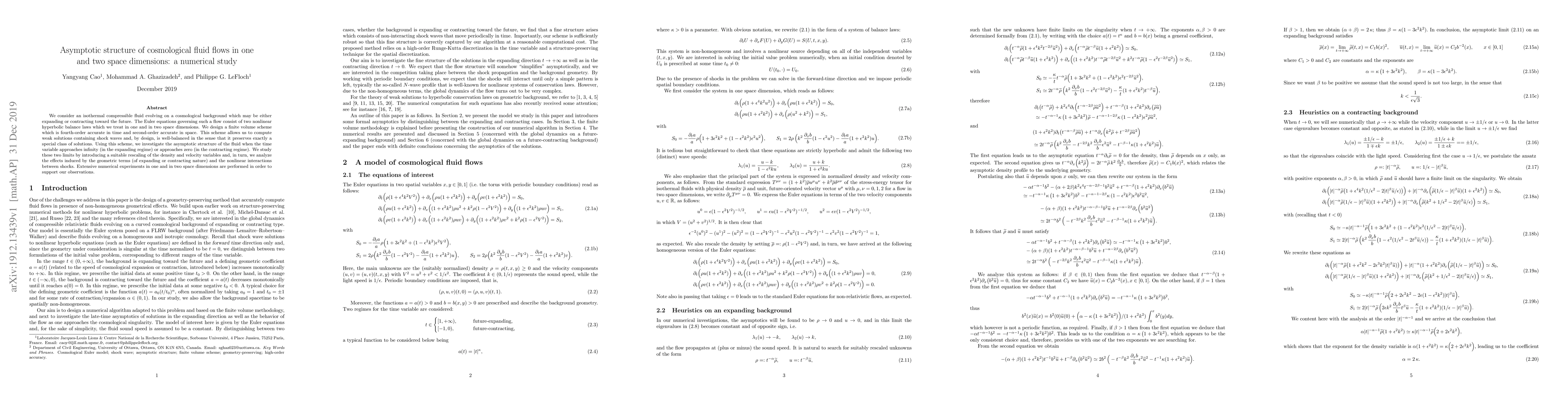 Thumbnail for Asymptotic structure of cosmological fluid flows in one and two space
  dimensions: a numerical study